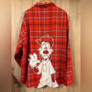 Disney Cakeworthy Goofy Movie Plaid Red Shirt Button Down 4XL